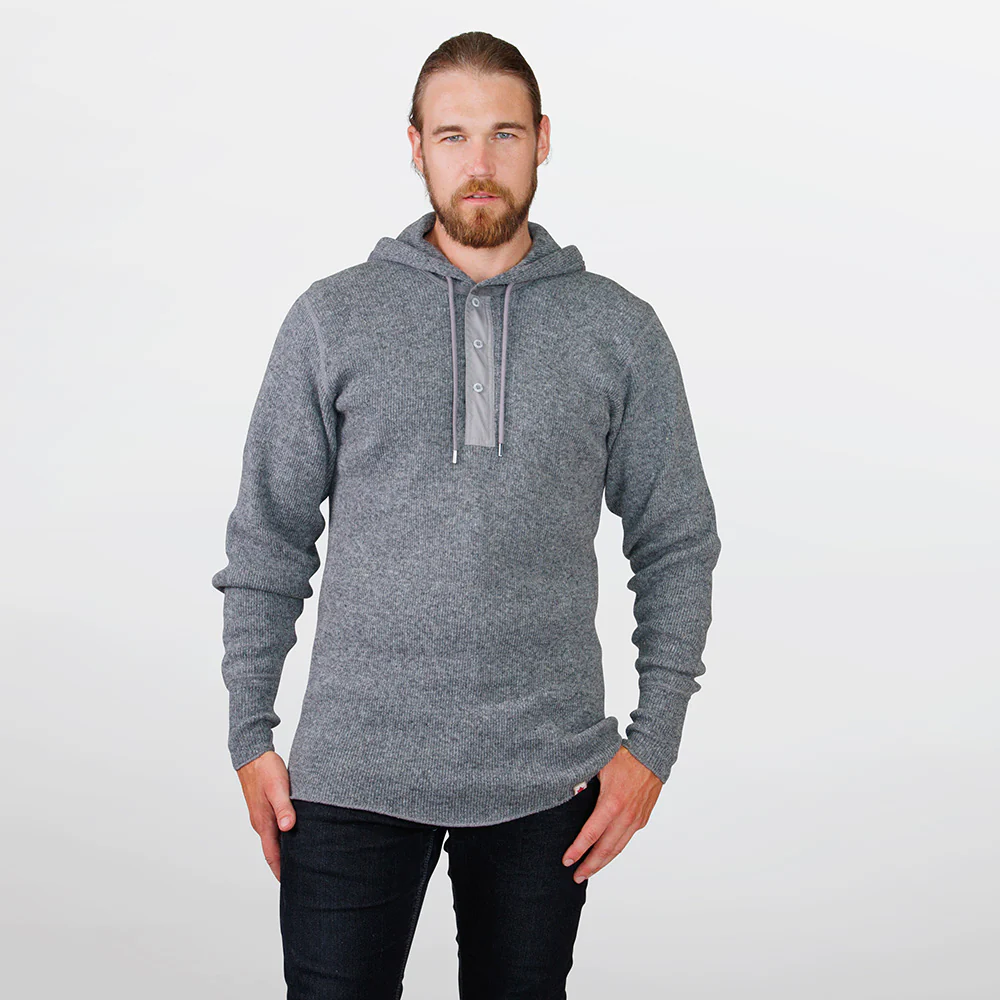 Heavy Weight Wool Henley with Hood - Image 4