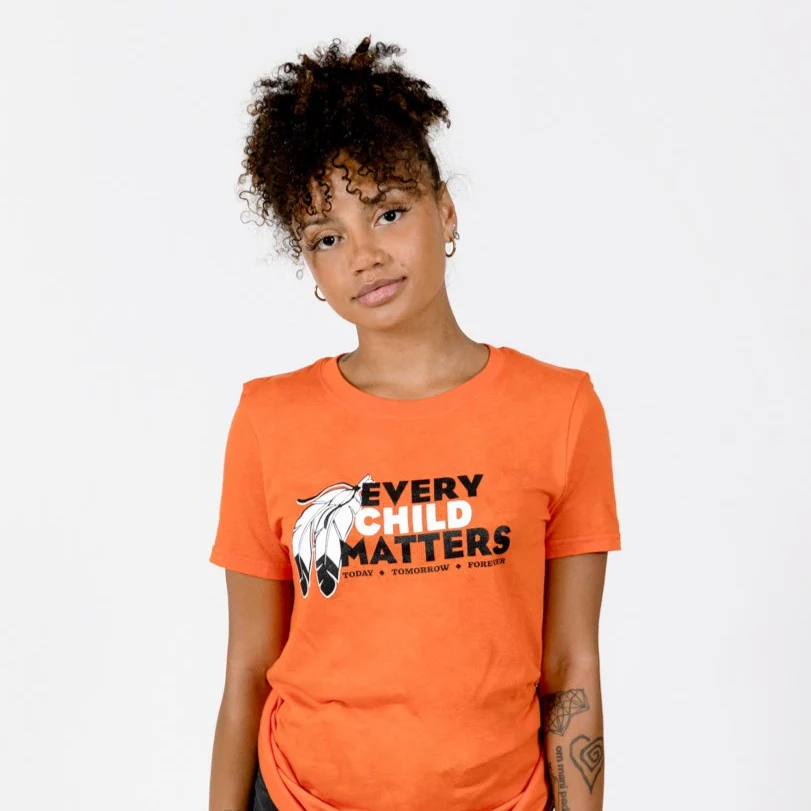 Muin X Stanfield's Adult Orange T-Shirt - EVERY CHILD MATTERS "FEATHERS" - Image 3