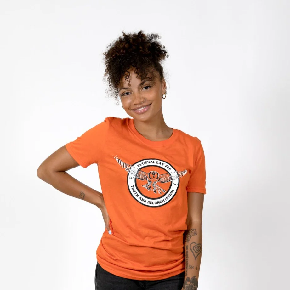 Muin X Stanfield's Adult Orange T-Shirt - NATIONAL DAY FOR TRUTH AND RECONCILIATION  "OWL" - Image 3