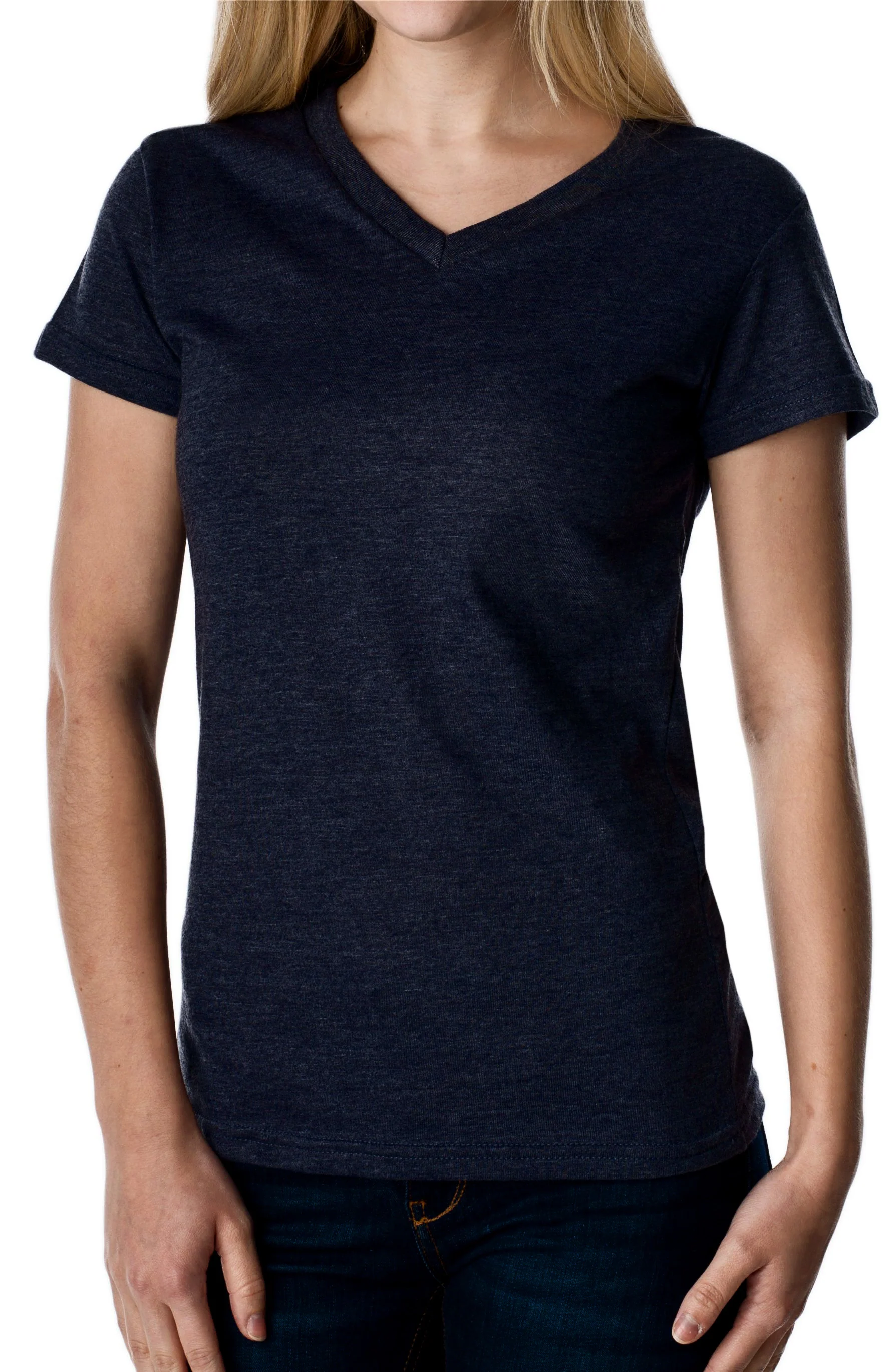 Women's Basic Short Sleeve V-Neck T-Shirt - Image 3